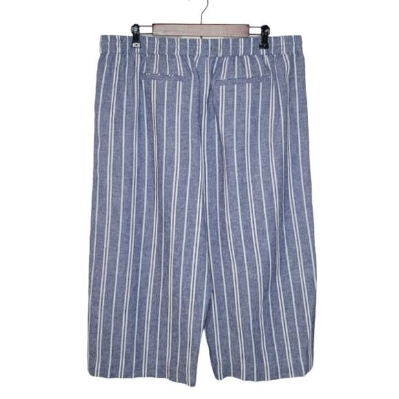 Beachlunchlounge Margot Blue Linen Blend Wide Leg Pull-On Cropped Pants Size XL - Picture 3 of 5